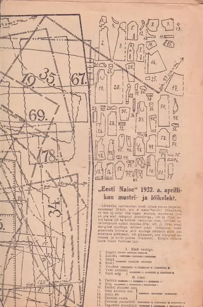 Eesti Naine 1932/4 Mustri- ja lõikeleht