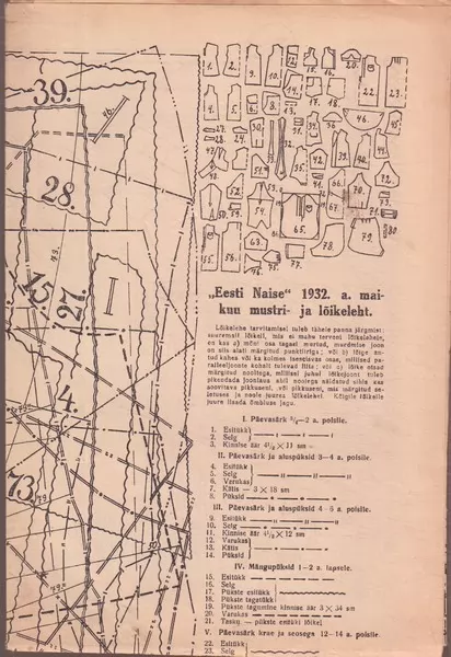 Eesti Naine 1932/5 Mustri- ja lõikeleht